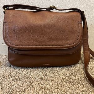 FOSSIL PEYTON DOUBLE FLAP LEATHER CROSSBODY